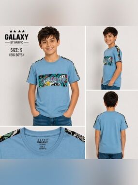 Galaxy by Harvic Light Blue big boys Shirt - size S
